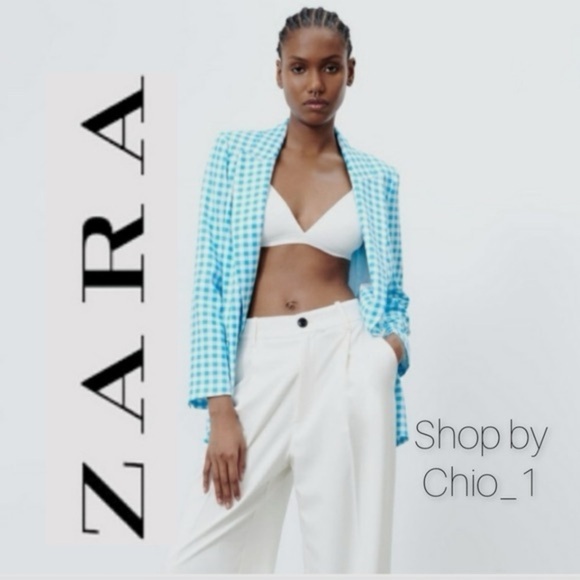 ZARA GINGHAM BLAZER bloggers favorite Size Small - Picture 1 of 15